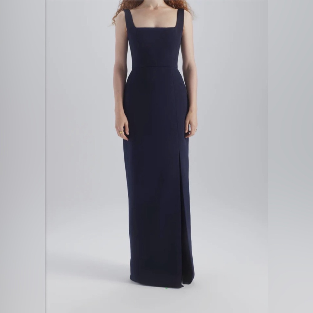 Black Column Dress with Leg Slit